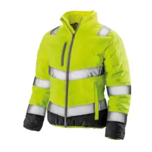 Image of Result Womens/Ladies Safe-Guard Soft Safety Jacket (S) (Fluorescent Yellow/Grey)