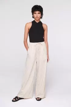 Image of Hillier Drawstring Wide Leg Trousers, Yellow Stripe / UK 6