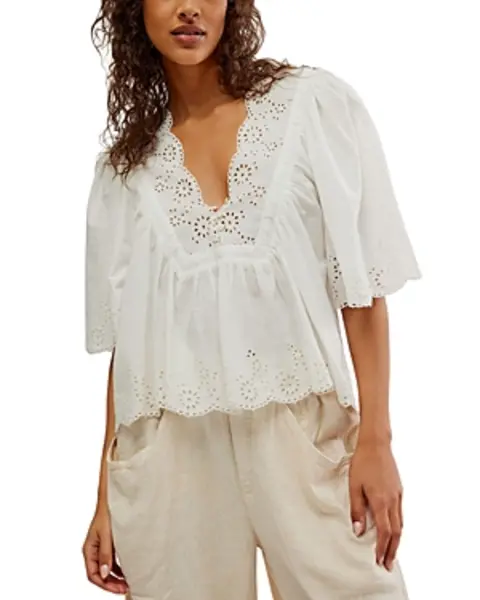Image of Free People Costa Eyelet Top