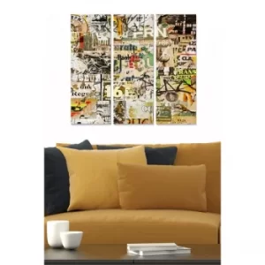 Image of MDF27905032 Multicolor Decorative MDF Painting (3 Pieces)