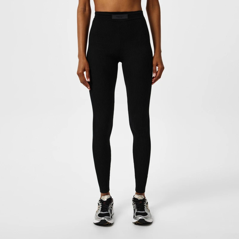Image of Fear Of God Essentials Ribbed Full Length Leggings Black female 6 (2XS)