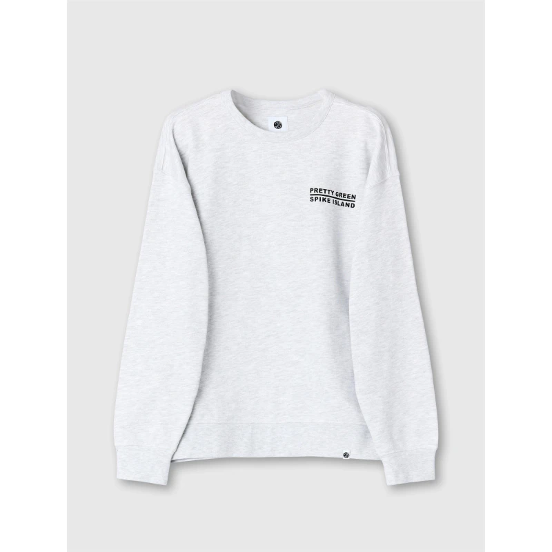 Image of Pretty Green Mens PG Spike Island Crew Sweatshirt Lt Grey male Small