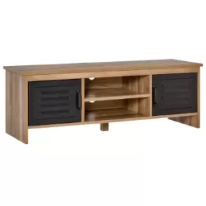 Image of Homcom TV Stand Rustic Wood Finish With Black Locker Style Cupboards