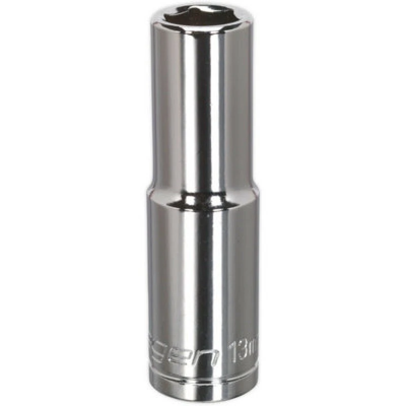 Image of Loops 13mm Chrome Plated Deep Drive Socket - 1/2" Square Drive High Grade Carbon Steel Metallics