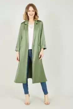 Image of Green Satin Feel Longline Kimono Jacket