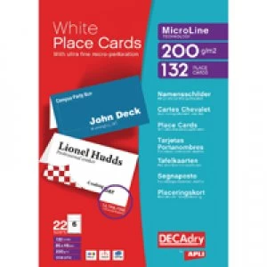 Image of Decadry Perforated Place Cards 200gsm White Pack of 132 DPOCB3713