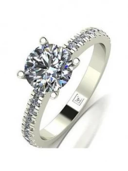 Image of Moissanite Lady Lynsey 9ct Gold 1.40ct total Round Brilliant Moissanite Solitaire Ring, White Gold, Size I, Women