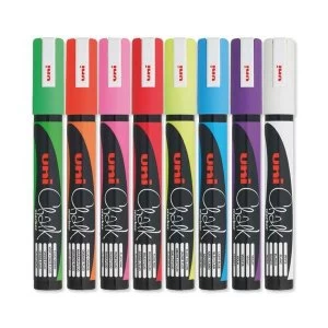 Image of Uni PWE 5M Chalk Marker Bullet Tip Medium Line Width 1.8 2.5mm Assorted Wallet of 8