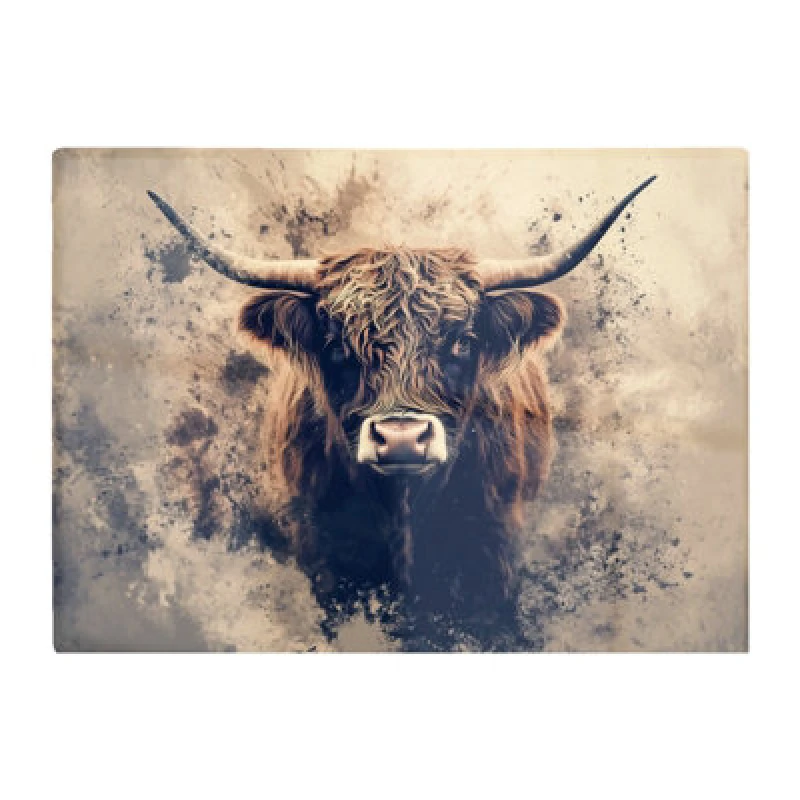 Image of Warren Reed Designer Moody Splashart Highland Cow Chopping Board