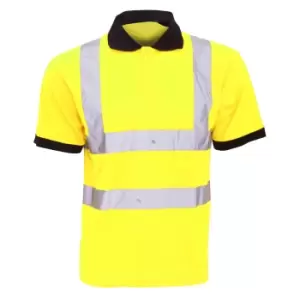 Image of Yoko Hi-Vis Short Sleeve Polo Shirt / Mens Workwear (M) (Hi-Vis Yellow)