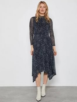 Image of Mint Velvet Spot Jersey Trapeze Midi Dress - Grey