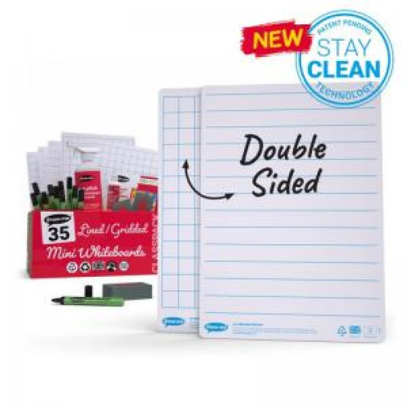 Image of Show-me Classpack A4 LinedGridded Whiteboards and Accessories PK35 - EXR48019EA