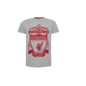 Image of Liverpool FC Crest T Shirt Mens Grey L