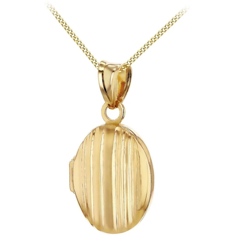 Image of Be You 9ct Gold Lined Oval Locket Necklace Yellow Gold female 16-18in