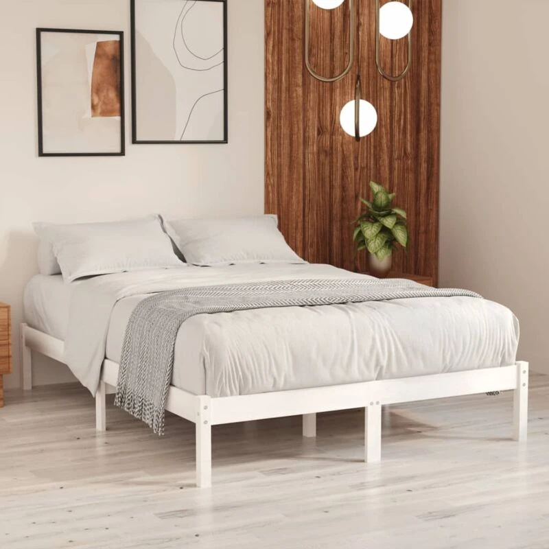 Image of VIDAXL Bed Frame without Mattress White Solid Wood Super King Size Vidaxl 8720286762592