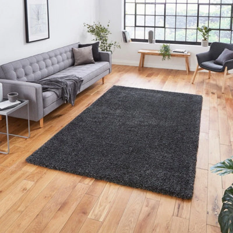 Image of (80x150cm) Sierra 9000 Shaggy Rugs in Dark Grey High Dense Soft Polypropylene Mats