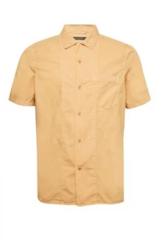 Image of Mens French Connection Garment Dye Poplin Short Sleeve Shirt Yellow