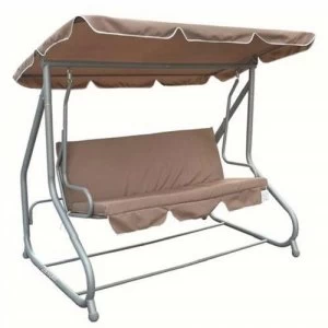 Image of Zexum Cream Swinging 3 Person Bench and Hammock Bed