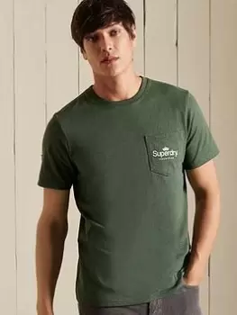 Image of Superdry Cl Ac Pocket Tee, Khaki, Size L, Men