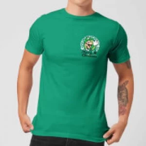 Image of Nintendo Super Mario Luigi Merry Christmas Pocket Wreath Green T-Shirt - XXL - Green