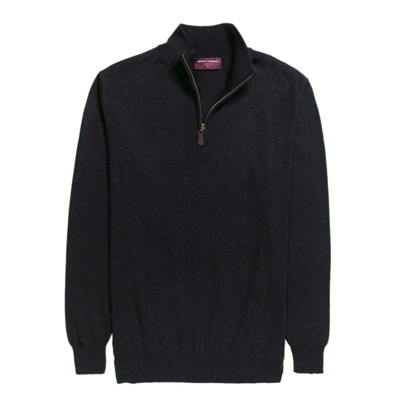 Image of Brook Taverner Brook Taverner Men Dallas Zip-Neck Sweater in Black Size: Medium Black M Male 5059444807251