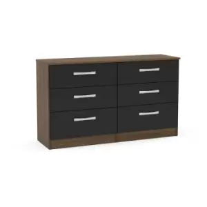 Image of Lynx 6 Drawer Chest Walnut & Black