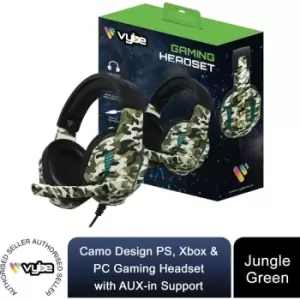 Image of Vybe Camo Design PS, Xbox & PC Gaming Headset with AUX-in Support - Jungle Green