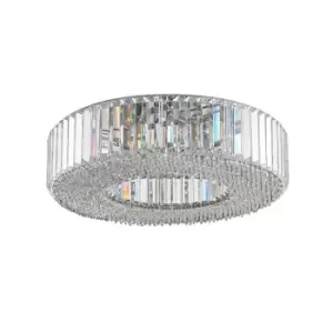 Image of Contemporary Ceiling 6 Light Crystal, Metal & Crystal