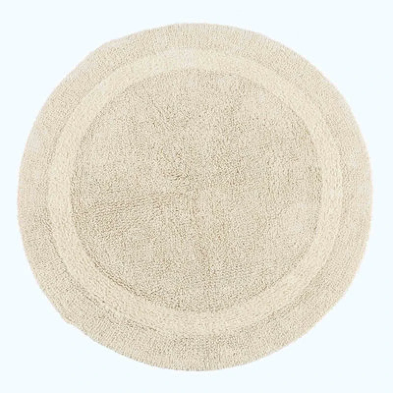 Image of Homescapes Luxury Reversible Round Bath Mat - Natural Cream