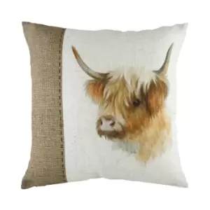 Image of Hessian Cow Square Cushion White / 43 x 43cm / Cover Only