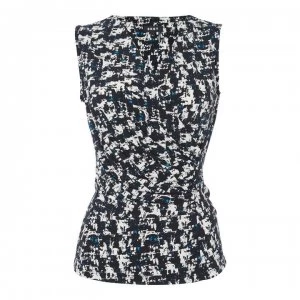 Image of DKNY Sleeveless V Neck Drape Top - Black Combo