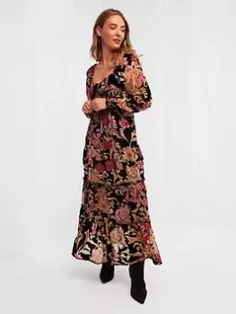 Image of Joe Browns Sweetheart Neckline Floral Midi Dress -black, Black, Size 12, Women