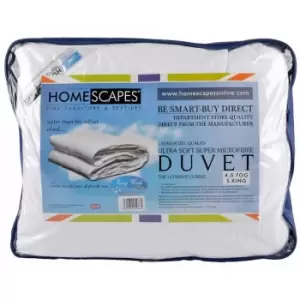 Image of Luxury Hotel Quality Super Microfibre 4.5 Tog Super King Size Summer Duvet - White - Homescapes