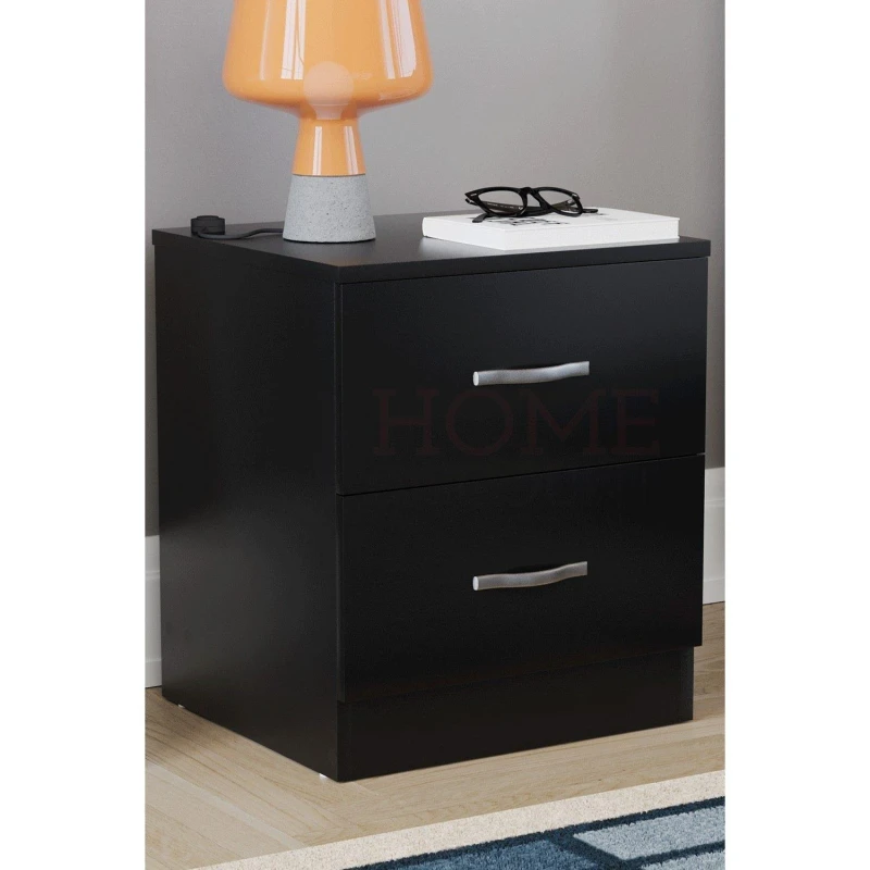 Image of Lassic Vida Designs Riano 2 Drawer Bedside Chest Black unisex 2 Drawer