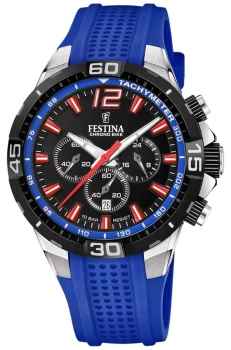 Image of Festina F20523-1 Mens Chrono Bike Blue Rubber Strap Wristwatch Colour - Black