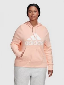 Image of Adidas Plus Badge Of Sport Overhead Hoodie - Coral