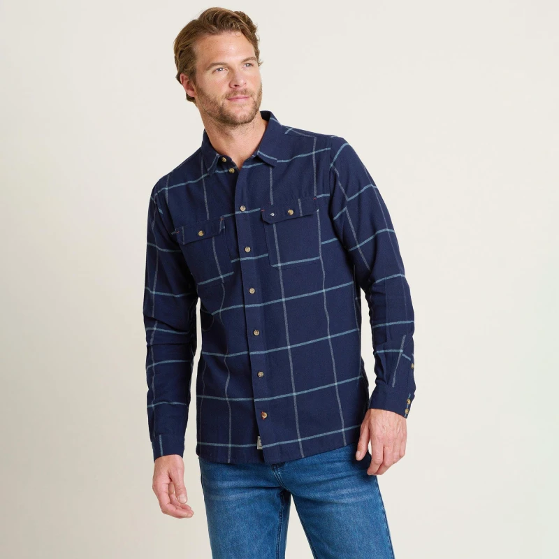 Image of Brakeburn Navy Check Shirt Blue