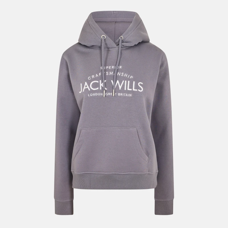 Image of Jack Wills Hunston Graphic Logo Hoodie Dusky Blue female 8 (XS)