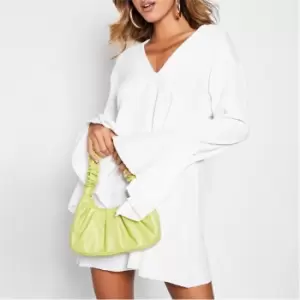 Image of I Saw It First Crinkle Flared Sleeve Mini Dress - White