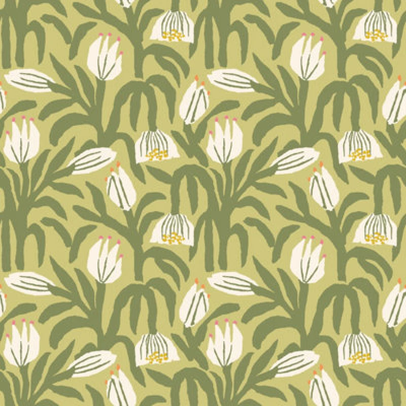 Image of Hoopla Walls Chunky Flower Olive Green Smooth Matt Wallpaper