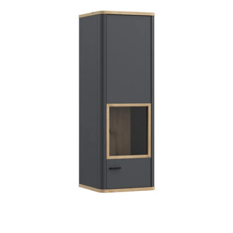 Image of Furniture To Go Klara Display Cabinet With 1 Glass Door In Grey And Oak
