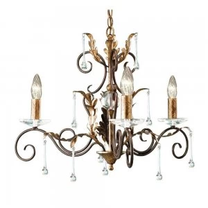Image of Chandelier 3 Light Bronze, Gold Floral Leaves Design , E14
