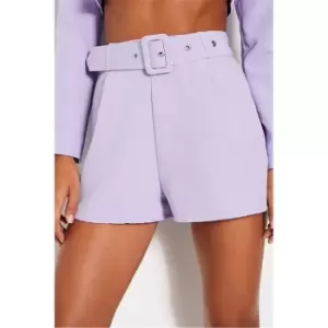 Image of I Saw It First Lilac Belted Tailored Mini Shorts - Purple