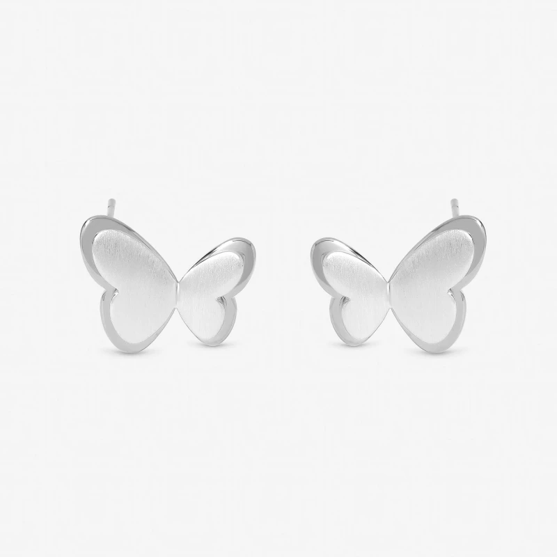 Image of Inicio Sterling Silver Plated Satin Butterfly Earrings Silver female One Size