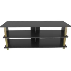 Image of Pueblo 120 Cm Wide tv Stand, tv Console, tv Unit Storage With Open Shelves For Living Room, Bedroom, Hallway - Gold-Anthracite - Gold / Anthracite
