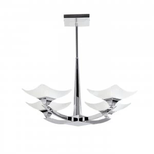 Image of 4 Light Semi Flush Multi Arm Ceiling Light Chrome, Savon Effect Glass, G9