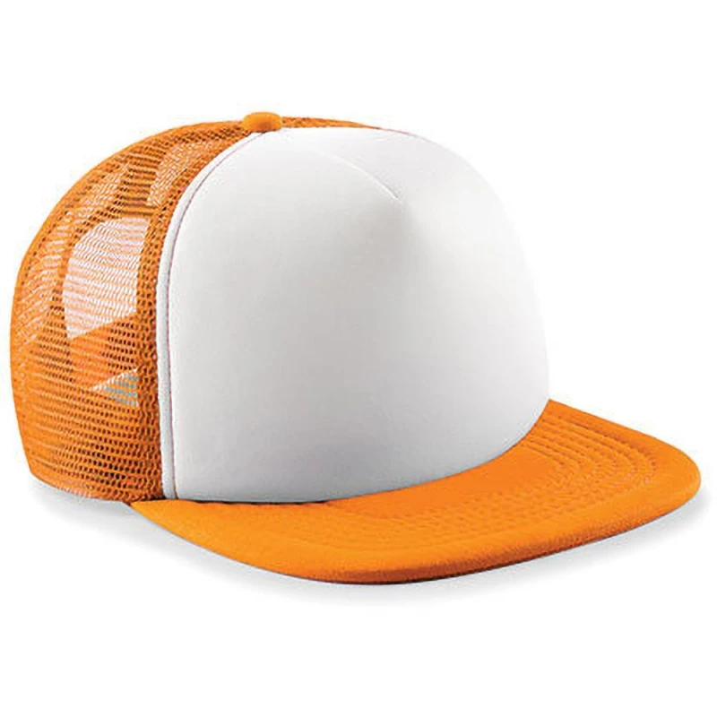 Image of Beechfield Vintage Snapback Mesh Trucker Cap in Pale Orange Pale Orange Unisex One Size