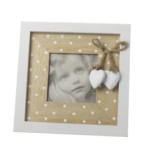 Image of White Wooden Spotty Frame with Hearts By Heaven Sends
