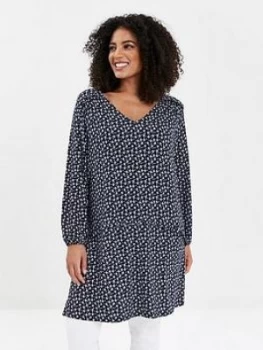 Image of Evans Navy Floral Spot Swing Tunic
