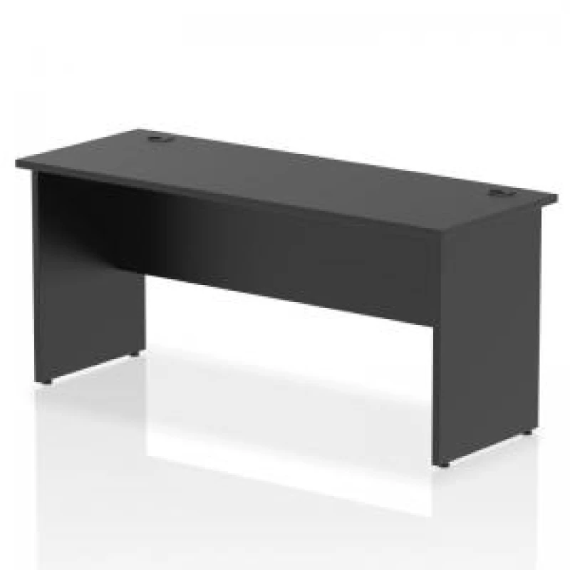 Image of Impulse 1600 x 600mm Straight Office Desk Black Top Panel End Leg DYNI004974